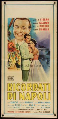 4p566 RICORDATI DI NAPOLI Italian locandina '58 romantic artwork by Carlantonio Longi!