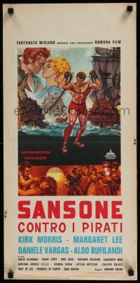 4p569 SAMSON AGAINST THE PIRATES Italian locandina 1963 Kirk Morris, Sansone contro i pirati