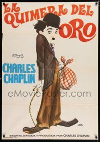 4p219 GOLD RUSH Spanish R74 Charlie Chaplin classic, wonderful different art by Jano!