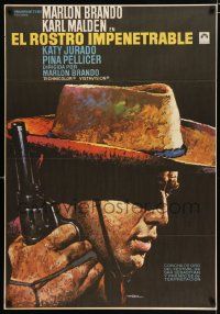 4p240 ONE EYED JACKS Spanish R72 great artwork of star & director Marlon Brando with gun & bandolier