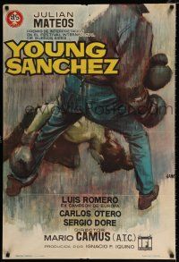 4p259 YOUNG SANCHEZ Spanish '64 Mario Camus, cool street fight boxing art by Jano!