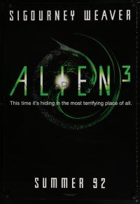 4r030 ALIEN 3 teaser 1sh '92 Sigourney Weaver, 3 times the danger, 3 times the terror!