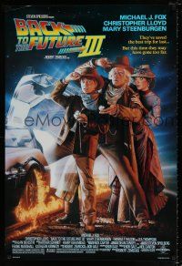 4r064 BACK TO THE FUTURE III DS 1sh '90 Michael J. Fox, Chris Lloyd, Zemeckis, Drew art!