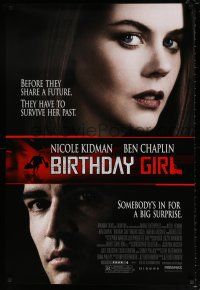 4r090 BIRTHDAY GIRL 1sh '02 huge close up of Nicole Kidman & Ben Chaplin!