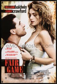 4r252 FAIR GAME advance DS 1sh '95 sexy Cindy Crawford & William Baldwin as cop on the edge!