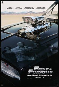 4r254 FAST & FURIOUS teaser DS 1sh '09 Vin Diesel, Paul Walker, blown R/T Charger!
