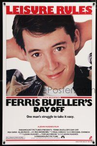 4r259 FERRIS BUELLER'S DAY OFF 1sh '86 c/u of Matthew Broderick in John Hughes teen classic!