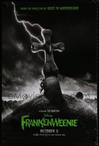 4r277 FRANKENWEENIE teaser DS 1sh '12 Tim Burton, horror image of wacky graveyard!