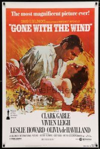 4r314 GONE WITH THE WIND 1sh R80s Clark Gable, Vivien Leigh, Terpning artwork, all-time classic!
