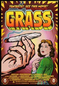 4r319 GRASS 1sh '99 history of marijuana in the U.S., Woody Harrelson, great pseudo-retro artwork!