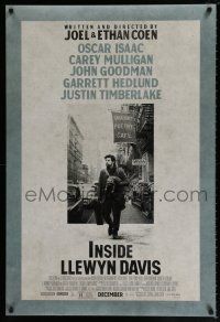 4r384 INSIDE LLEWYN DAVIS advance DS 1sh '13 Coen brothers, Oscar Isaac in title role w/cat & guitar