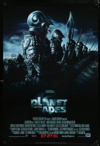 4r593 PLANET OF THE APES style B advance DS 1sh '01 Tim Burton, great image of huge ape army!
