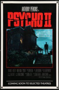 4r617 PSYCHO II advance 1sh '83 Anthony Perkins as Norman Bates, cool creepy image of classic house!