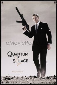 4r625 QUANTUM OF SOLACE Spanish/U.S. teaser DS 1sh '08 Daniel Craig as Bond with H&K submachine gun!