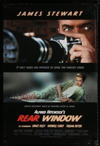 4r638 REAR WINDOW DS 1sh R00 full-length image of Alfred Hitchcock + James Stewart & Grace Kelly!