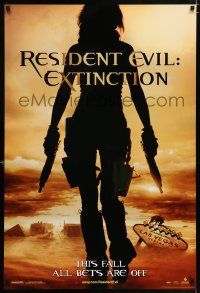 4r646 RESIDENT EVIL: EXTINCTION teaser 1sh '07 silhouette of zombie killer Milla Jovovich!