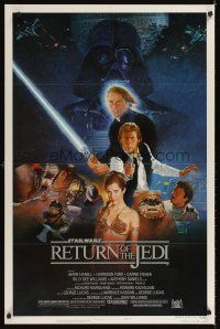 4r649 RETURN OF THE JEDI style B 1sh '83 George Lucas classic, cast montage art by Sano!