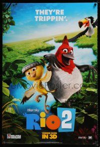 4r657 RIO 2 style E int'l teaser DS 1sh '14 wacky image of birds, they're trippin'!