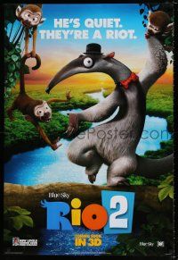 4r658 RIO 2 style F int'l teaser DS 1sh '14 wacky image, he's quiet, they're a riot!