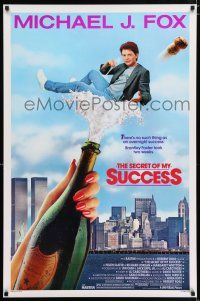 4r683 SECRET OF MY SUCCESS 1sh '87 wacky image of Michael J. Fox & huge bottle of champagne!