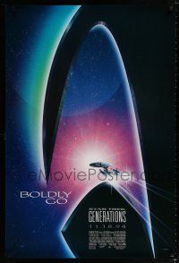 4r736 STAR TREK: GENERATIONS advance 1sh '94 cool sci-fi art of the Enterprise, Boldly Go!