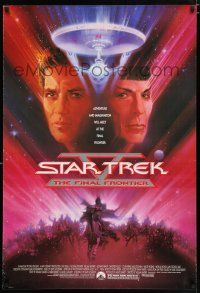 4r732 STAR TREK V 1sh '89 The Final Frontier, art of William Shatner & Leonard Nimoy by Bob Peak!
