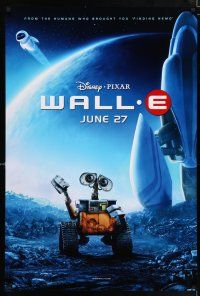 4r821 WALL-E advance DS 1sh '08 Walt Disney, Pixar, Best Animated Film, WALL-E & EVE w/ spaceship!