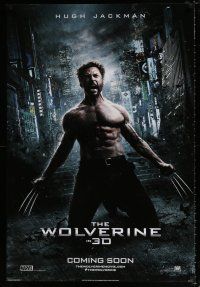 4r837 WOLVERINE style C int'l teaser DS 1sh '13 barechested Hugh Jackman kneeling w/ claws out!