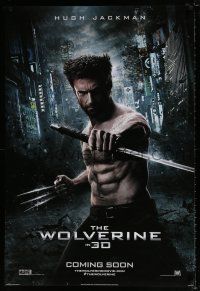4r838 WOLVERINE style D int'l teaser DS 1sh '13 barechested Hugh Jackman w/ claws out & sword!