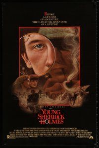4r848 YOUNG SHERLOCK HOLMES 1sh '85 Steven Spielberg, Nicholas Rowe, really cool detective art!