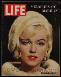 4s165 LIFE MAGAZINE magazine August 17, 1962 Memories of Marilyn Monroe, wonderful images!