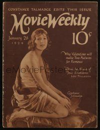 4s297 MOVIE WEEKLY magazine January 26, 1924 Constance Talmadge edits this issue, Rudolph Valentino