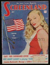4s182 SCREENLAND magazine July 1942 Veronica Lake in This Gun For Hire by Malcolm Bulloch!