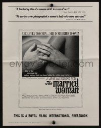 4s576 MARRIED WOMAN pressbook '65 Jean-Luc Godard's Une femme mariee, controversial sex triangle!