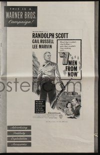 4s322 7 MEN FROM NOW pressbook '56 Budd Boetticher, great art of Randolph Scott with rifle!