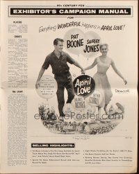4s334 APRIL LOVE pressbook '57 full-length romantic Pat Boone & sexy Shirley Jones!