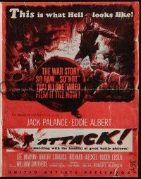4s339 ATTACK pressbook '56 Robert Aldrich, art of WWII soldiers Jack Palance & Eddie Albert!