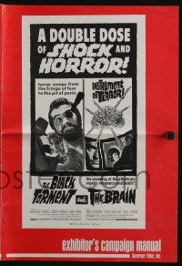 4s357 BLACK TORMENT/BRAIN pressbook '64 a double dose of shock & horror!