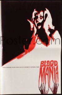 4s359 BLOOD MANIA pressbook '70 really wild horror artwork, it rips the screams out of your throat!