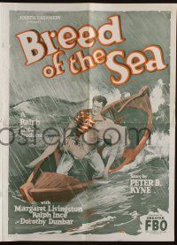 4s367 BREED OF THE SEA pressbook '26 cool art of sailor Ralph Ince with Dorothy Dunbar in boat!