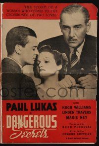 4s373 BRIEF ECSTASY pressbook '38 Dangerous Secrets, Paul Lukas, Marie Ney, English romance!