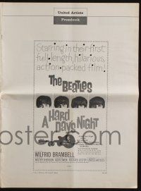 4s492 HARD DAY'S NIGHT pressbook '64 great image of The Beatles, rock & roll classic!