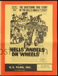 4s496 HELLS ANGELS ON WHEELS pressbook '67 the true story of the Hells Angels of California!