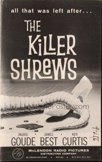 4s539 KILLER SHREWS/GIANT GILA MONSTER pressbook '59 great monster artwork, sci-fi double-bill!