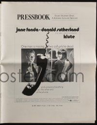 4s547 KLUTE pressbook '71 Donald Sutherland helps intended murder victim & call girl Jane Fonda!