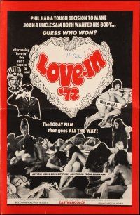 4s559 LOVE-IN '72 pressbook '72 William Mishkin, the today film that goes all the way!