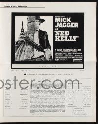 4s601 NED KELLY pressbook '70 Mick Jagger as legendary Australian bandit, Tony Richardson