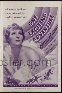 4s616 ONE EXCITING ADVENTURE pressbook '34 glamorous kleptomaniac Binnie Barnes is a jewel thief!
