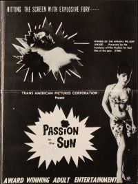 4s629 PASSION IN THE SUN pressbook '64 America's first award winning nudist film, nudist film noir!