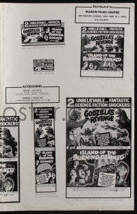 4s527 ISLAND OF THE BURNING DAMNED/GODZILLA'S REVENGE pressbook supplement '71 2 sci-fi shockers!